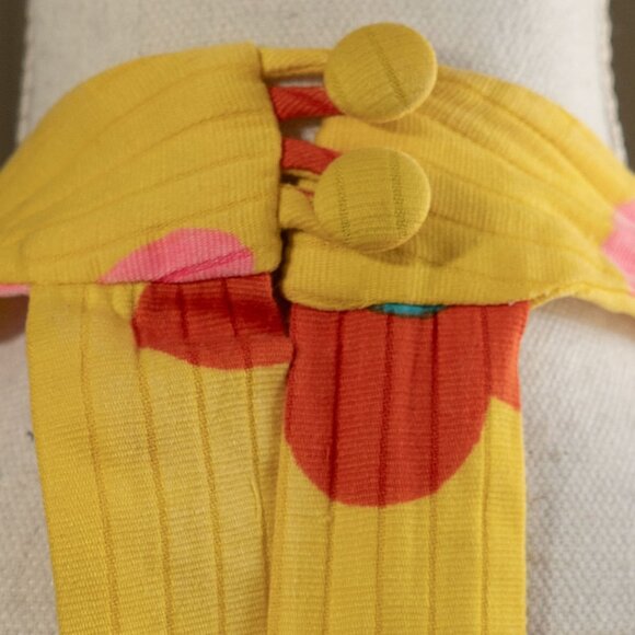 Vintage 60s Malia Honolulu Mini Dress Mod Floral Bright Neon Beach Cover Halter - Picture 11 of 14